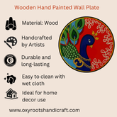 Hand-Painted Pichwai Wooden Wall Plate-Peacock